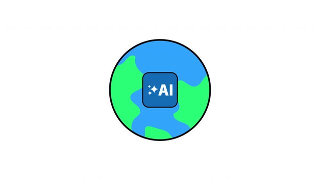 AI Technology Globe Icon Over Earth Representing Global Artificial Intelligence, Technology And Digital Innovation