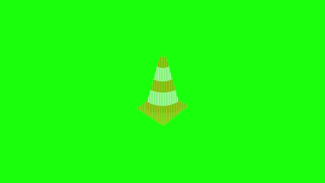 An orange and white cone-shaped animation, typically used during road repairs or at construction sites.