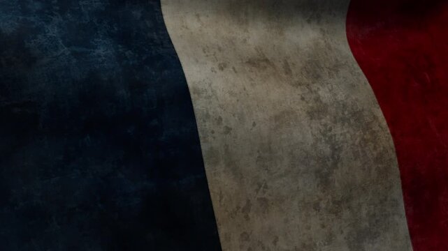 Close-up of the flag of France with smooth motion of textured fabric