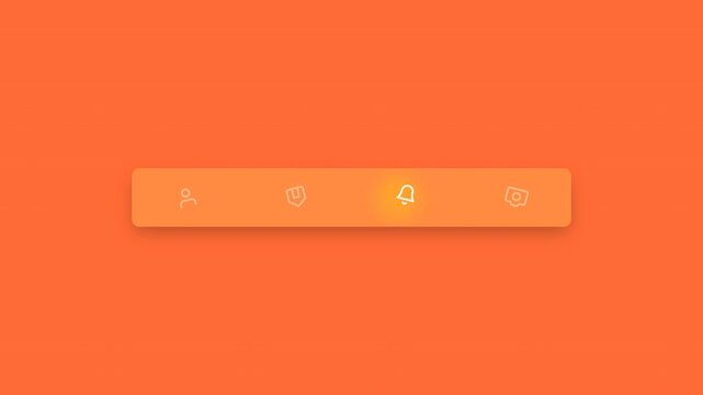 Sunset Orange Background Floating Menu Asset With Bright Yellow Glowing Feedback For Energetic Lifestyle Mobile Application Dashboard Prototyping And Creative Digital Service Concepts 4K UHD