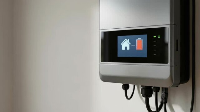 Home battery energy storage icon power supply smart wall mounted solar inverter renewable backup resilience system for home energy independence