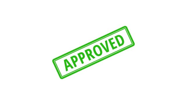 Approved stamp, Green verified badge, Success check mark animation motion graphic