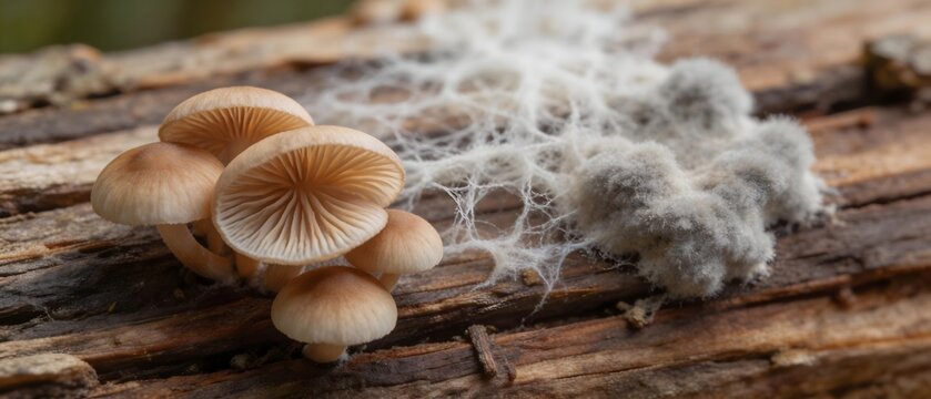 Mushrooms growing on decaying wood