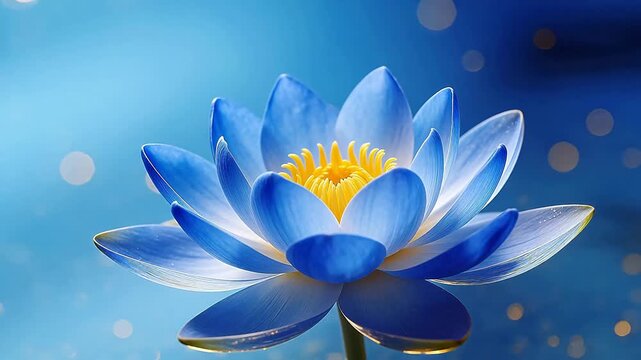 Blue lotus flower with yellow center
