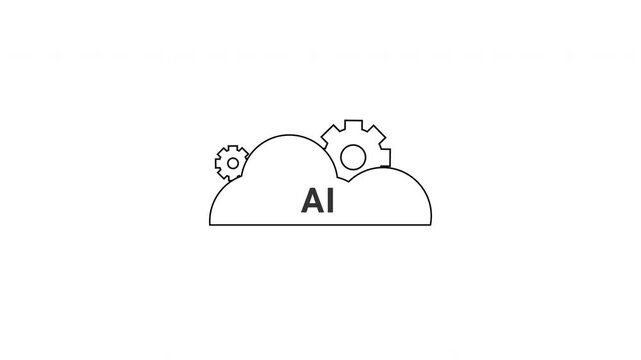 AI Cloud Icon With Gears Symbolizing Cloud Computing, Machine Learning, and Artificial Intelligence Technology