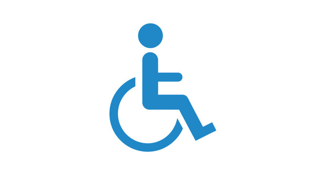 Blue wheelchair accessibility symbol icon.