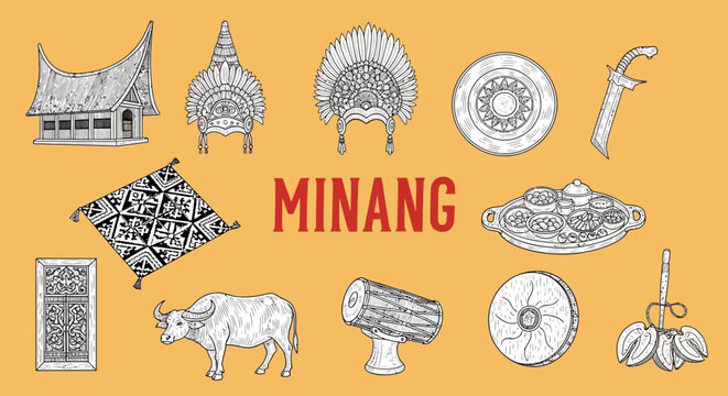 Minang Culture Traditional West Sumatran Symbols.