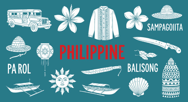 Philippine Culture and Travel Symbols.