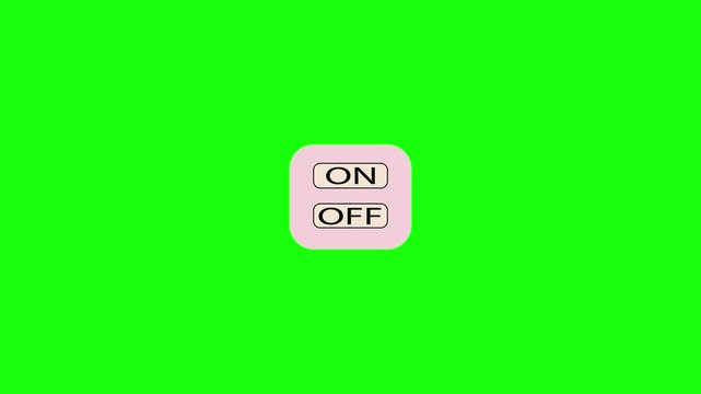 Animated button technology of electric switch on or off. Cartoon animation. Button switch symbol, video 4k