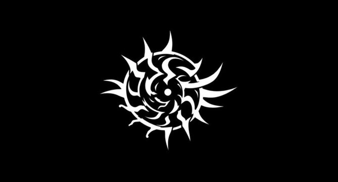 Vintage tribal tattoo design featuring a black vector skull illustration with a fire crown and lion head emblem pattern