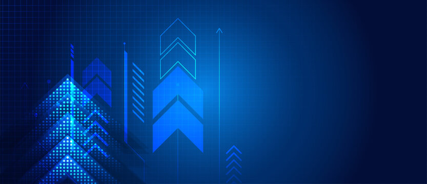 Abstract business arrow up technology blue background. Stock market charts or Forex trading charts for business and finance background