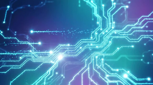Futuristic circuit board glowing blue lines digital technology electronic background abstract network innovation energy modern design with gradient