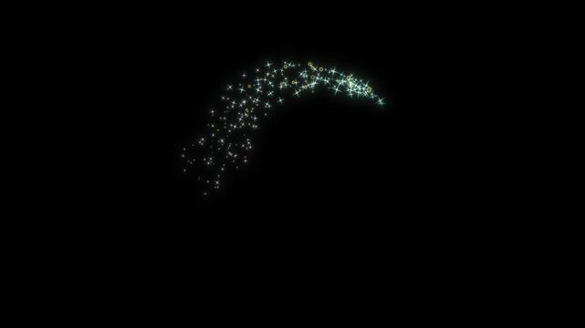 Blue glitter light tail, glittering magic shimmer, Twinkle star glitter sparkle, sparkling shining comet trace with glare effect, Glitter Star Animation featuring shimmering white doodle stars