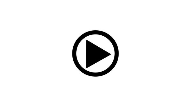 Black play button icon inside a black circle on a white background image photo