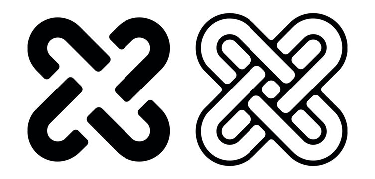 Interlocking icon vector set featuring combine illustration sign collection interconnected symbol design for connection network integration concept