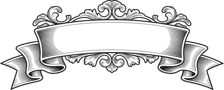 ornate baroque ribbon banner with blank space