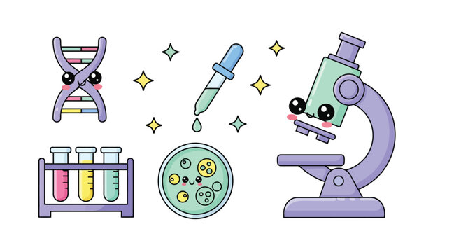 Microscope and laboratory equipment in scene.