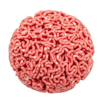 Raw ground beef pile isolated on white background with uncooked ingredient beefsteak isolated