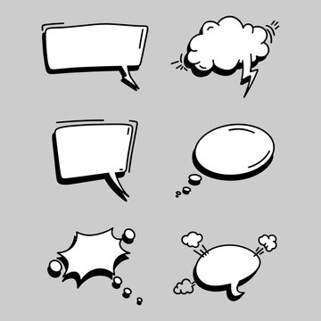 Comic Style Speech Bubbles And Think Clouds In Black And White Vector