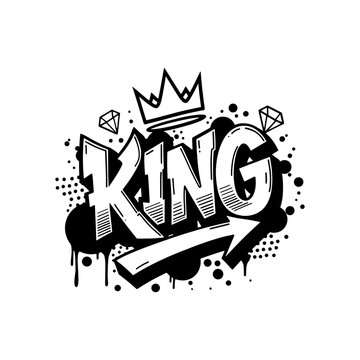 King Graffiti Text Design With Crown Diamond And Street Art Drip Effects