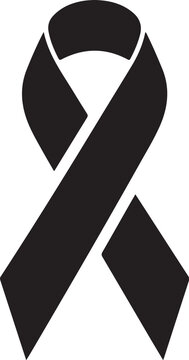 Black awareness ribbon, symbol icon, vector graphic, social issue awareness