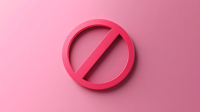 A vibrant pink no entry sign on a matching backdrop, symbolizing prohibition and restriction in a modern graphic design.