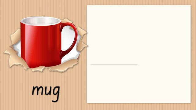 Educational Alphabet Animation for the Letter M with Red Mug Illustration