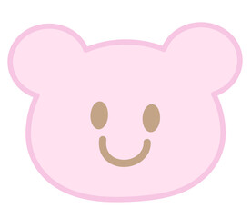 Illustration of pink teddy bear head shape for plush toy, kid doll, childhood, youth, department store, animal, sticker, cartoon, character, comic, mascot, sticker, patch, pin, brooch, zoo, souvenir © PPCREATIVES
