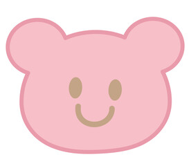 Illustration of red teddy bear head shape for plush toy, kid doll, childhood, youth, department store, animal, sticker, cartoon, character, comic, mascot, sticker, patch, pin, brooch, zoo, souvenir © PPCREATIVES