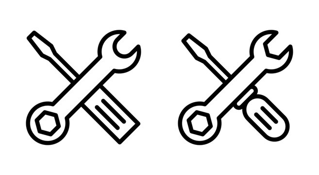 Repair tools icon symbol for apps and websites. tool sign and symbol. setting icon. Wrench and screwdriver. Service