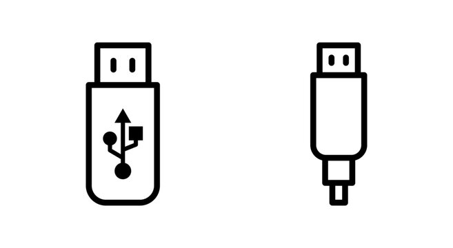 Usb icon symbol for apps and websites. usb charging. Flash disk sign and symbol. flash drive sign.