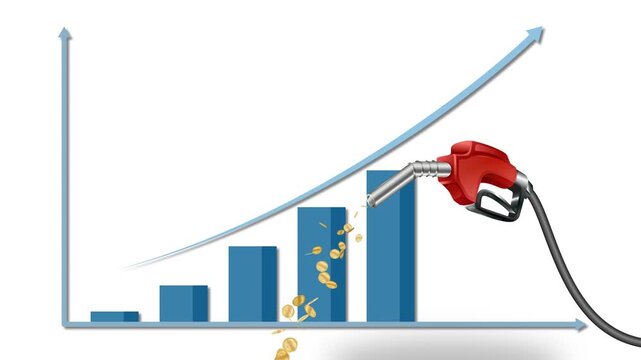 Rising Fuel Costs Bar Chart Animation with Gas Pump and Coins