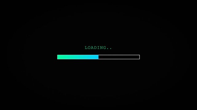 Futuristic blue gradient loading bar animation on black