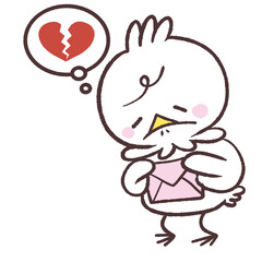 失恋した白い鳥が手紙を持っているイラスト © おひさまストック