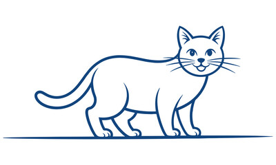 Fototapeta premium Smiling cat standing on a line in vector illustration form