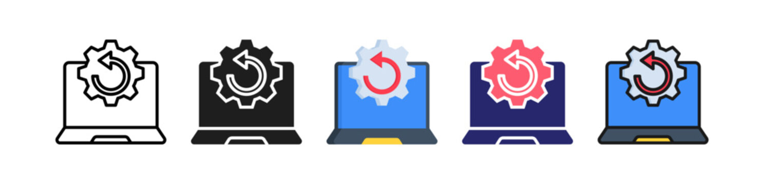 Reboot System Multiple Style Icon Set Collection. 