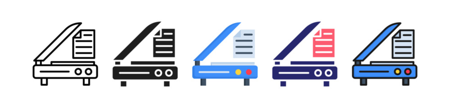 Computer Scan Multiple Style Icon Set Collection. 