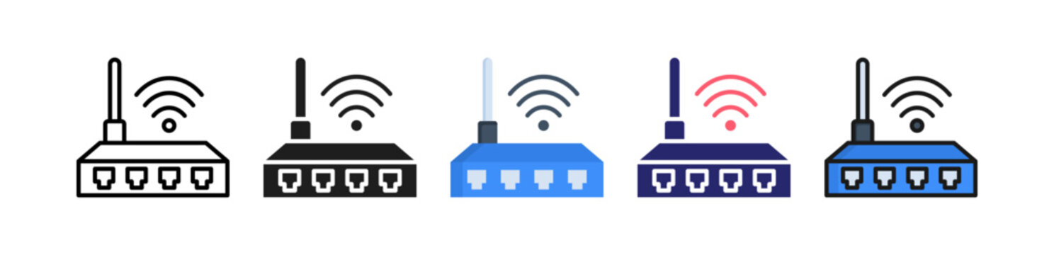 Router Multiple Style Icon Set Collection. 