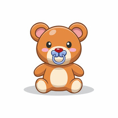 Obraz premium Cute Teddy Bear with Pacifier Illustration