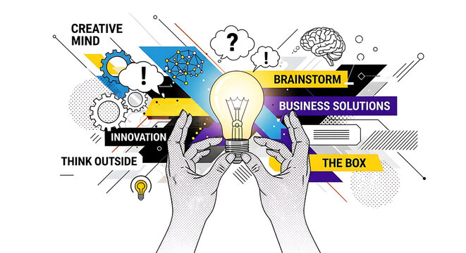 A creative person brainstorming innovative business solutions with a lightbulb moment