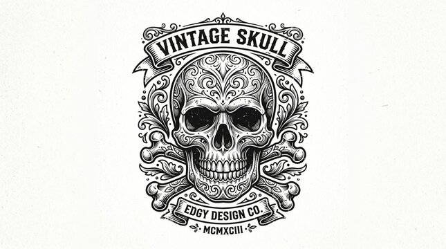 skull and crossbones on black background