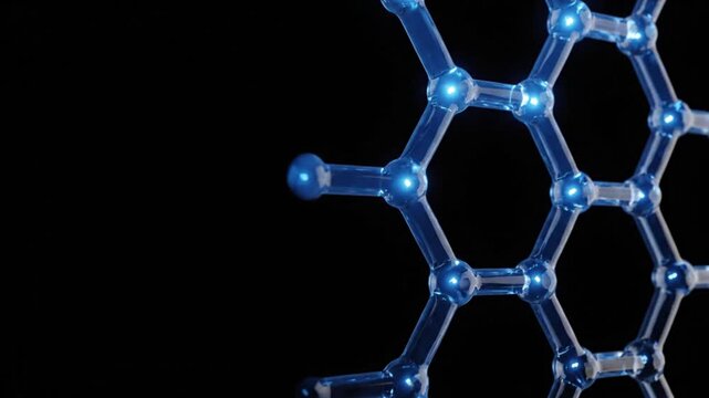 Molecular structure, hexagonal lattice, carbon atoms, 3D model