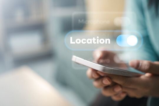 User enabling location permission on smartphone interface, representing privacy control, data protection, and consent management in modern mobile applications and digital services.