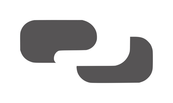 Two dark gray rounded rectangles overlapping white shape