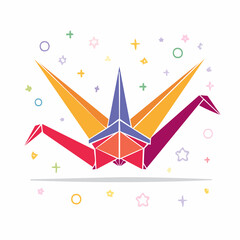 Obraz premium Colorful Origami Crane with Festive Accents