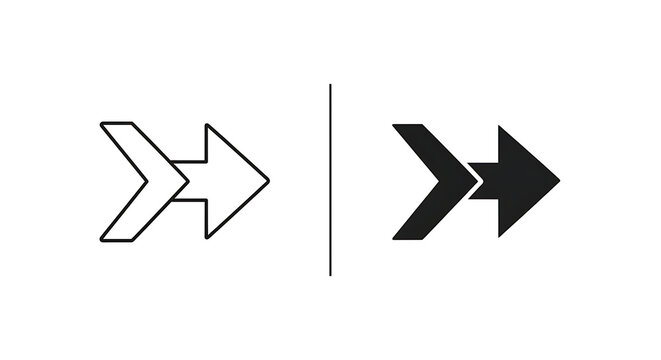 minimalist forward and next arrow icons set on white background