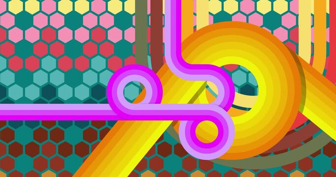 Retro 70s Background animation with Groovy 1970s art video. Minimalistic Vintage design, old-fashioned color artwork.