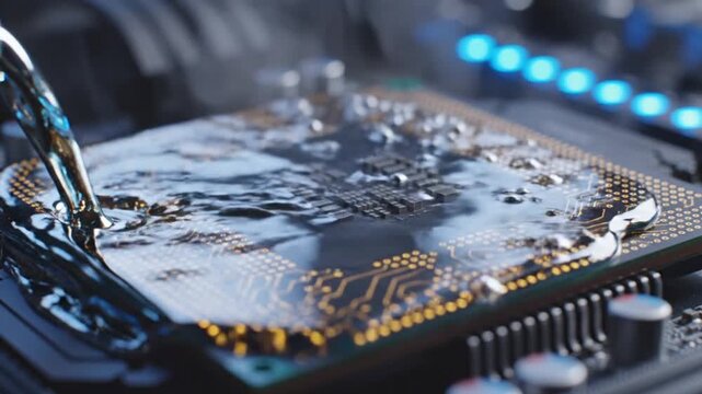Attaching a Tool to a Computer Chip in a Close Up Scene