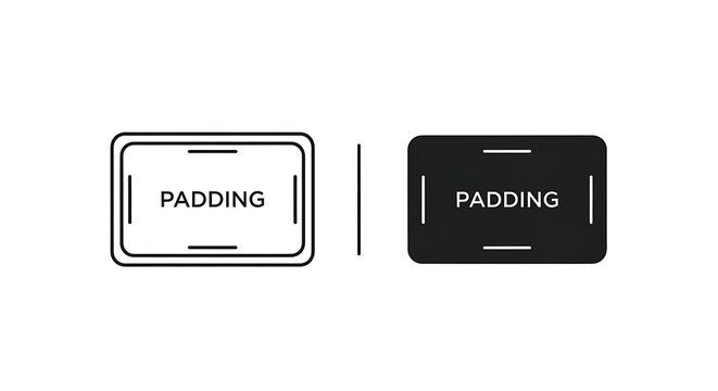 3D padding concept icon with white and black border styles for UI design