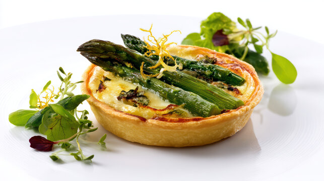 asparagus and gruyere tart with micro herbs
